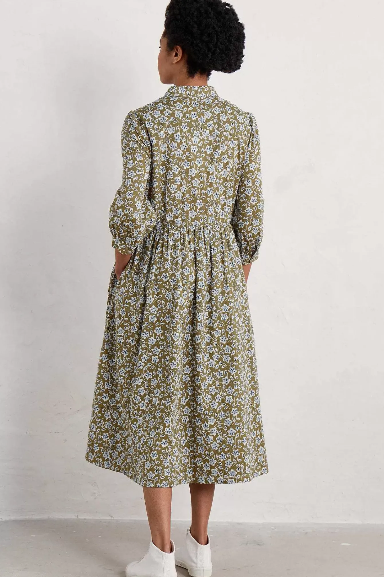 Seasalt Cornwall Dresses<3/4 True Letter Dress Naive Carving Fern Moss