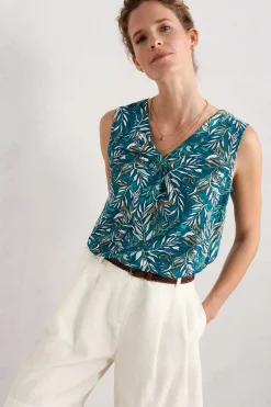 Seasalt Cornwall Tops<Achilla V-Neck Vest Kelp Forest Ocean Drift