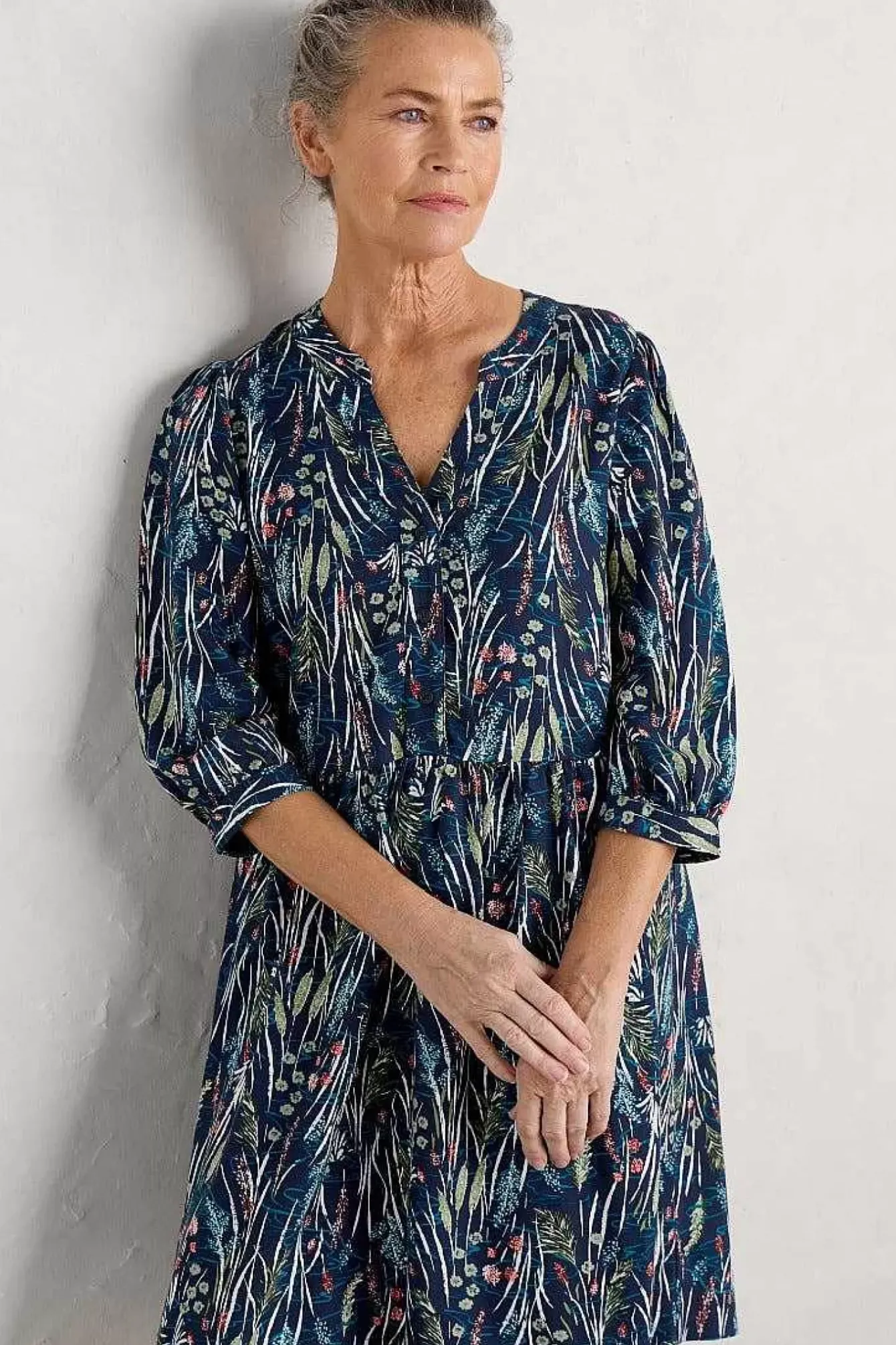 Seasalt Cornwall Dresses<Apple Barn Printed Dress Wetland Pasture Maritime