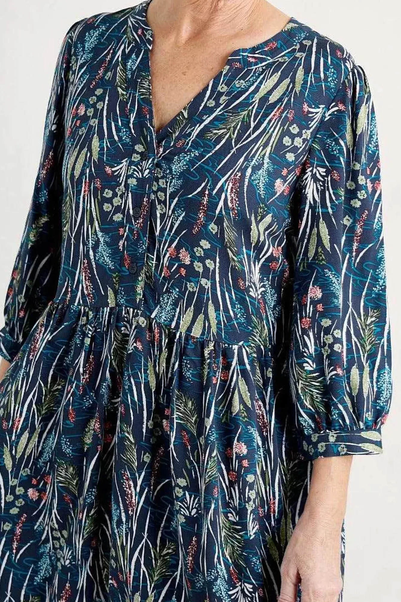Seasalt Cornwall Dresses<Apple Barn Printed Dress Wetland Pasture Maritime