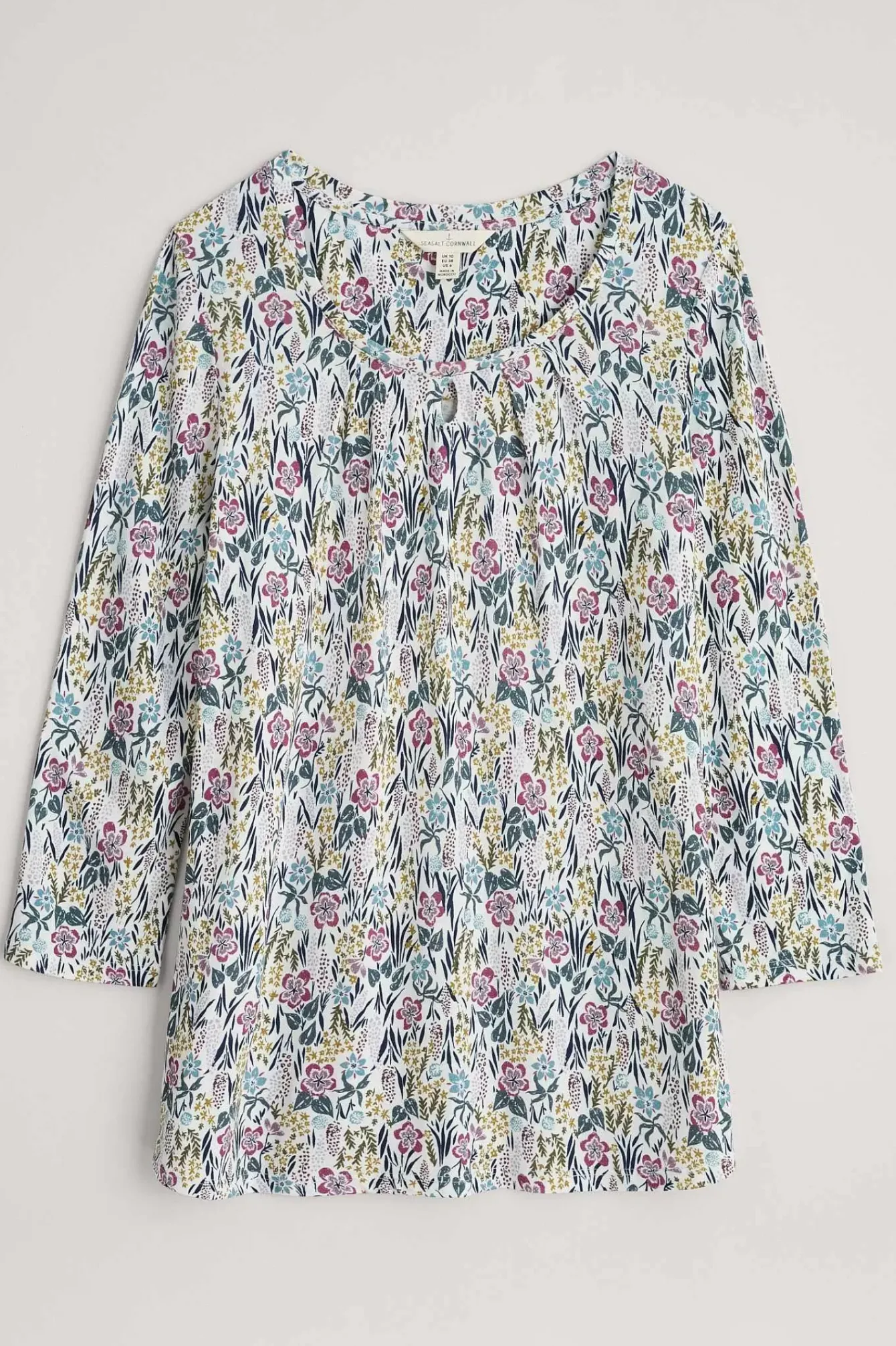 Seasalt Cornwall Tops<Appletree 3/4 Sleeve Top Floral Moor Chalk