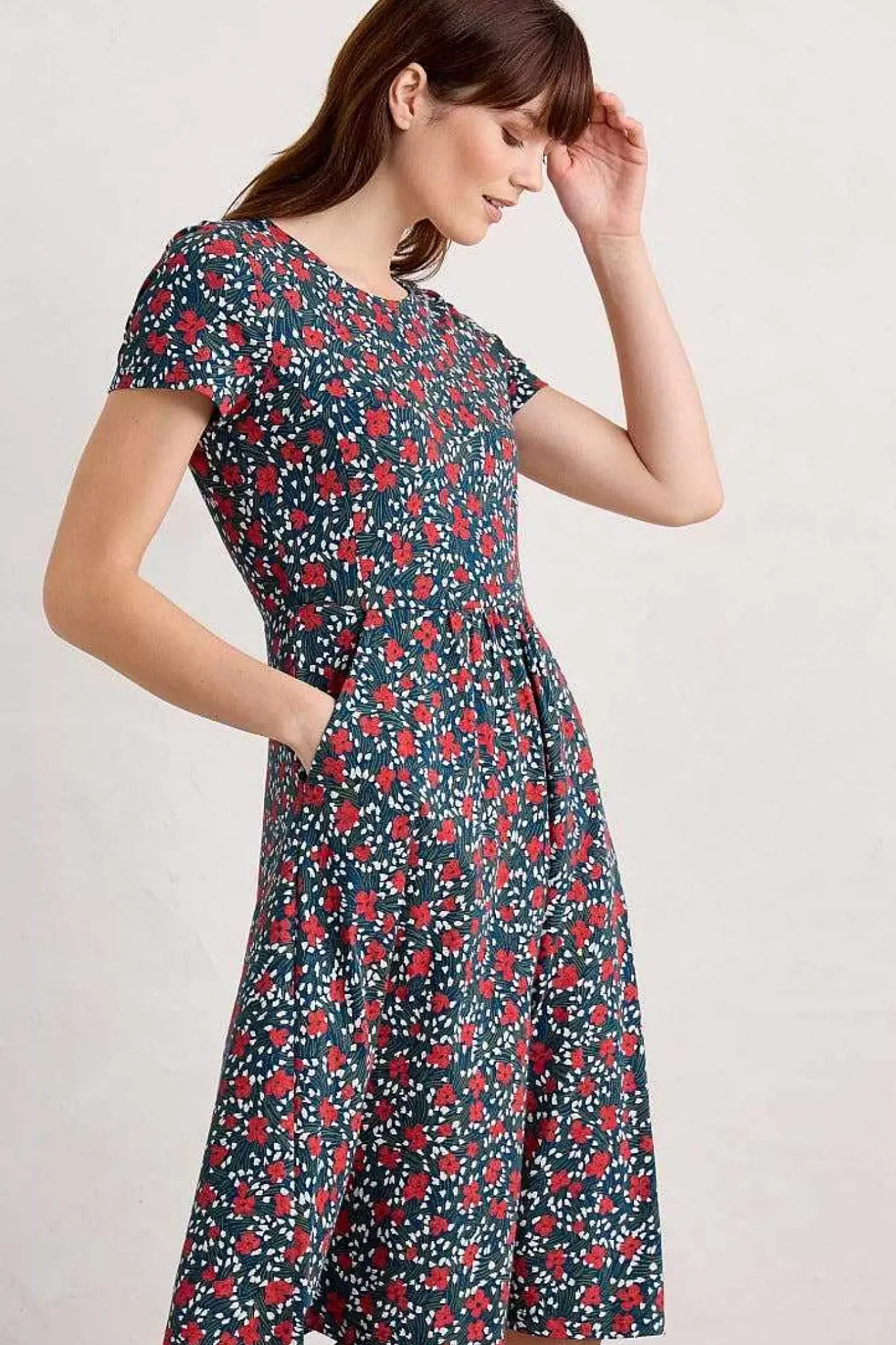 Seasalt Cornwall Dresses<April Short Sleeve Dress Reed Flower Raincloud