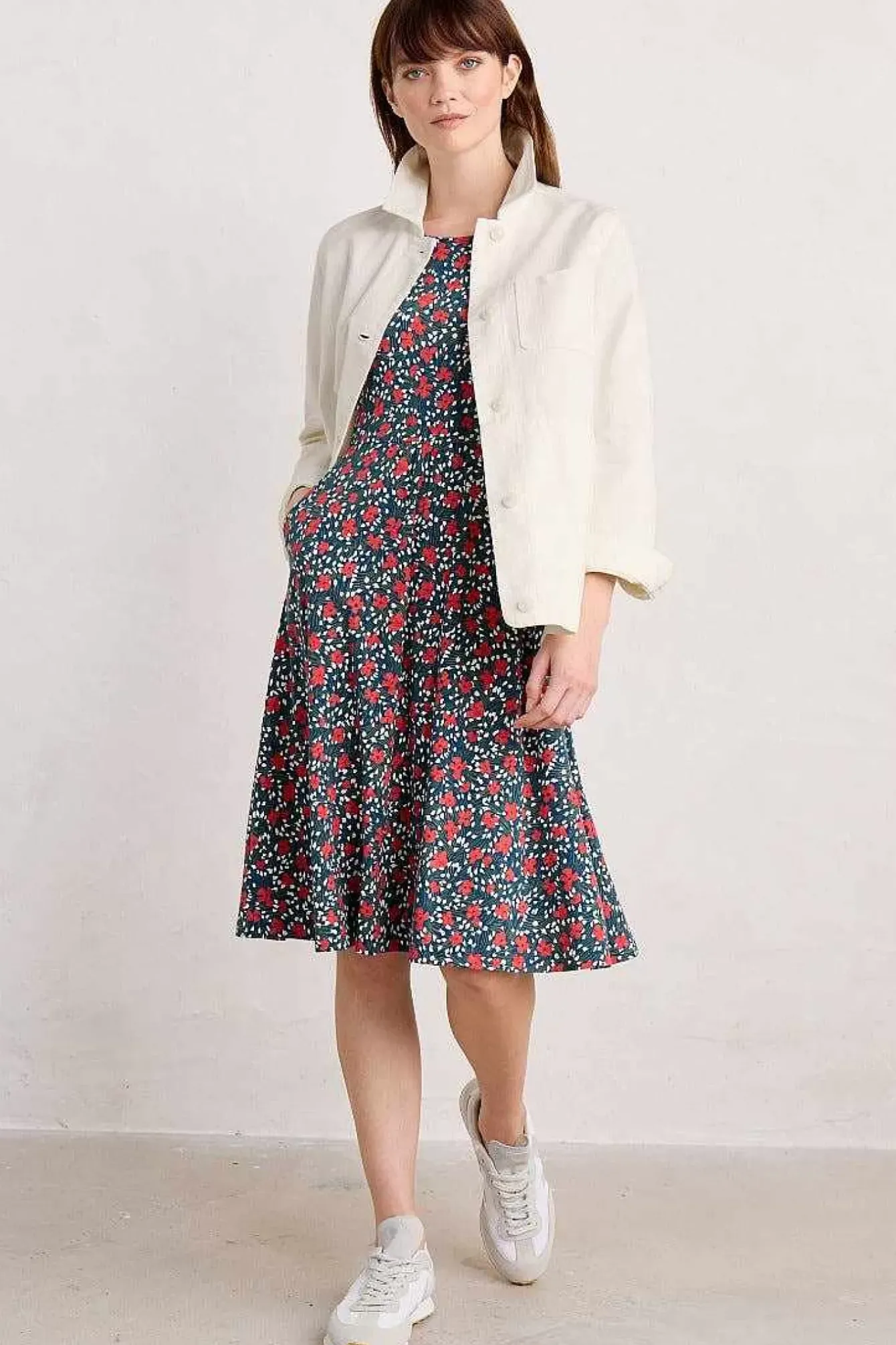 Seasalt Cornwall Dresses<April Short Sleeve Dress Reed Flower Raincloud