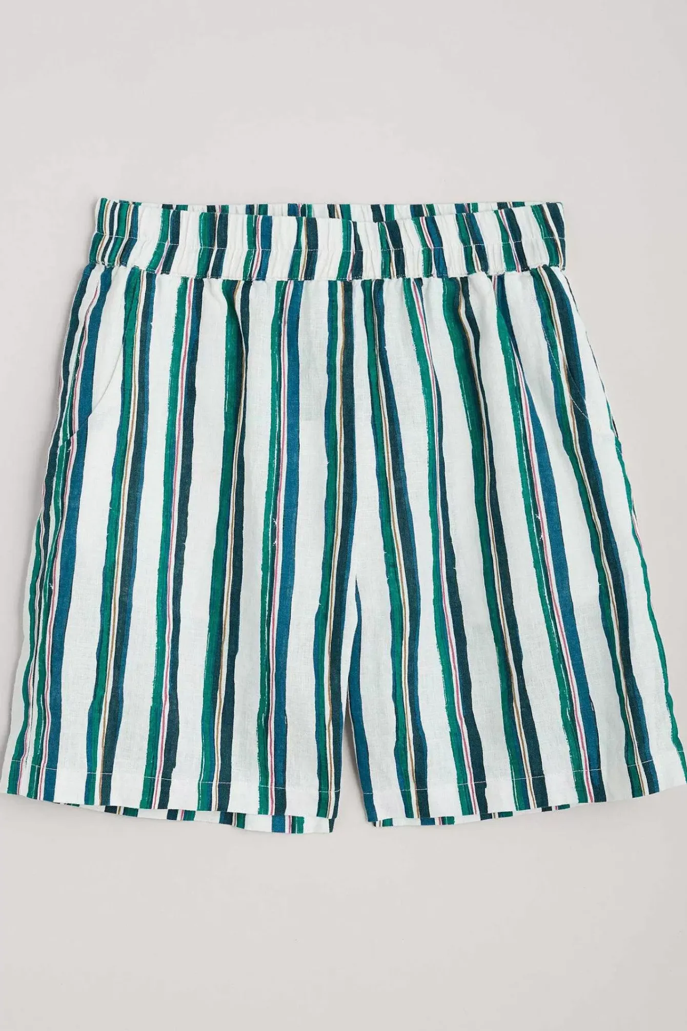 Seasalt Cornwall Trousers & Shorts<Aviso Printed Linen Shorts River Stripe Chalk
