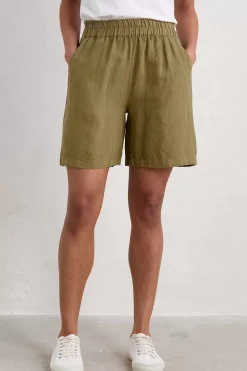 Seasalt Cornwall Trousers & Shorts<Aviso Wide Leg Linen Shorts Fern Moss