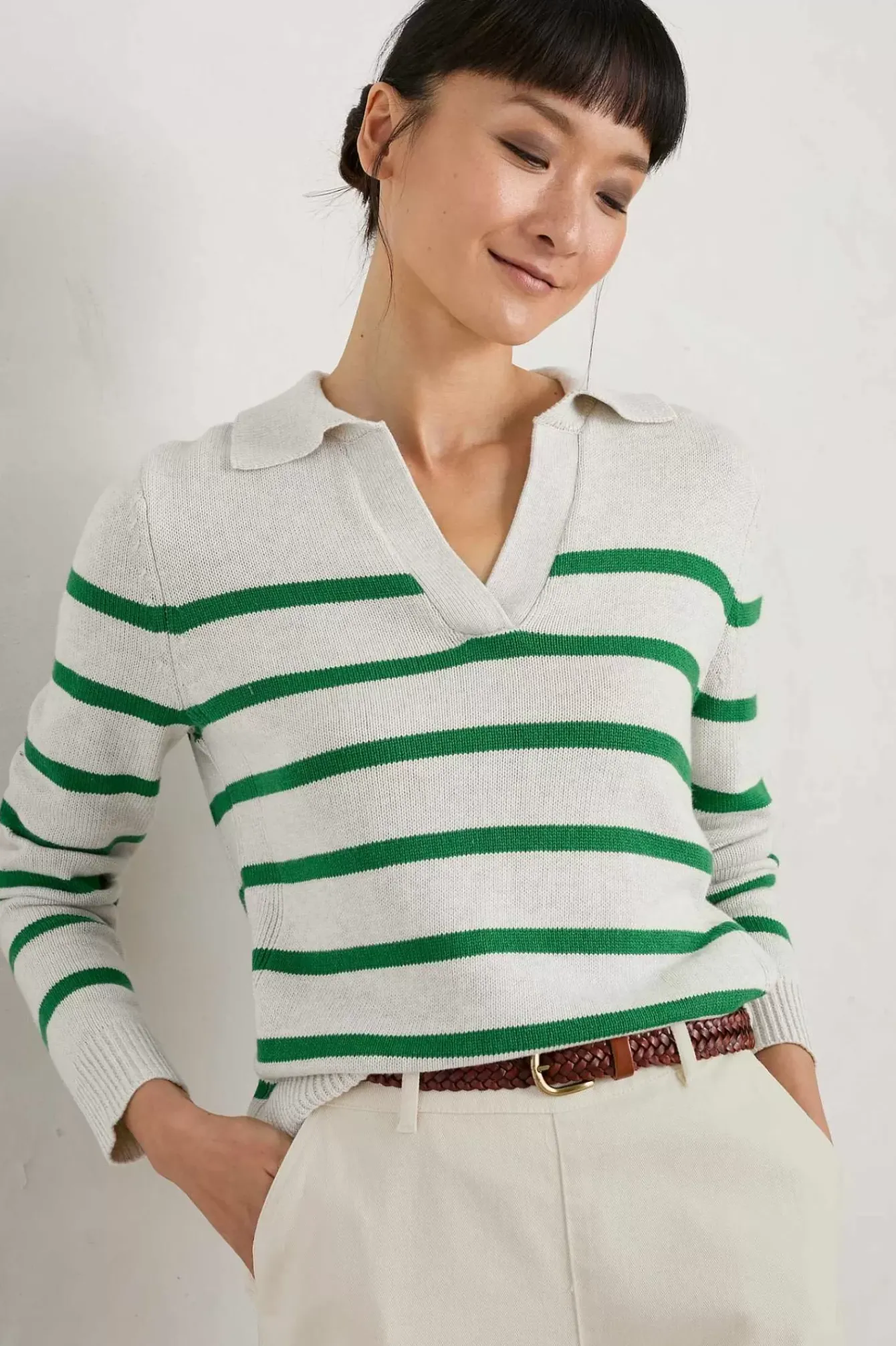 Seasalt Cornwall Knitwear<Barbizan Long Sleeve Collared Jumper Veneer Ecru Island