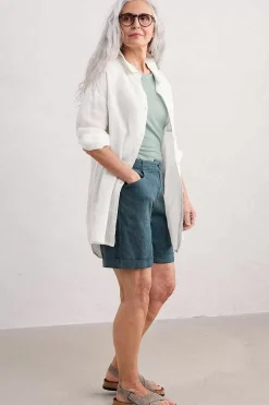 Seasalt Cornwall Tops<Beach Road Longline Linen Shirt Chalk