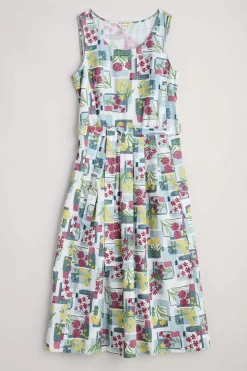 Seasalt Cornwall Dresses<Belle Fit-And-Flare Midi Dress Floral Postcards Chalk