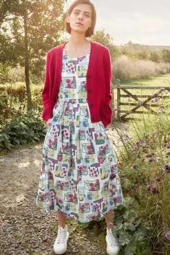 Seasalt Cornwall Dresses<Belle Fit-And-Flare Midi Dress Floral Postcards Chalk
