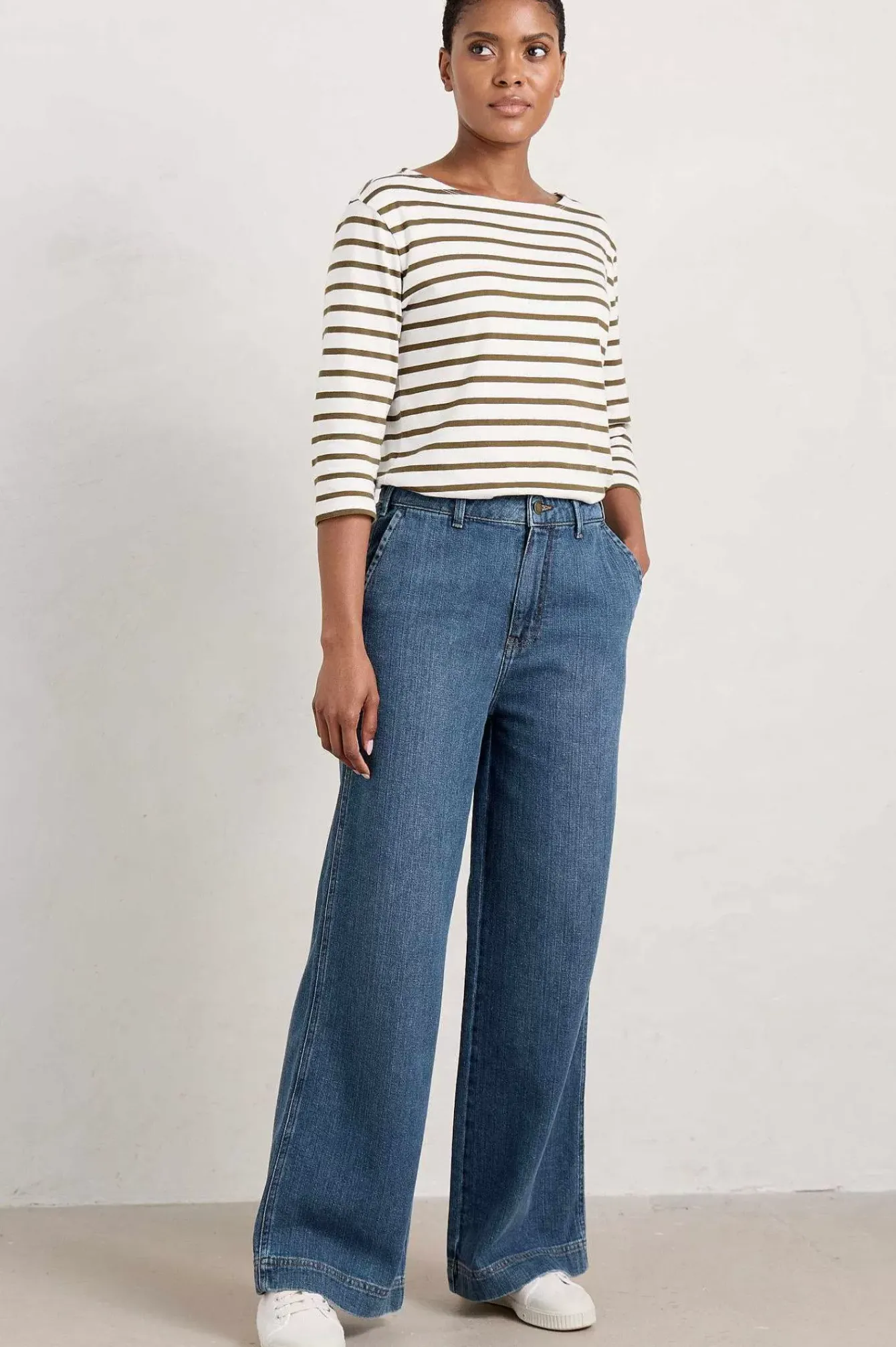 Seasalt Cornwall Trousers & Shorts<Blake Wide Leg Jeans Mid Wash Grain