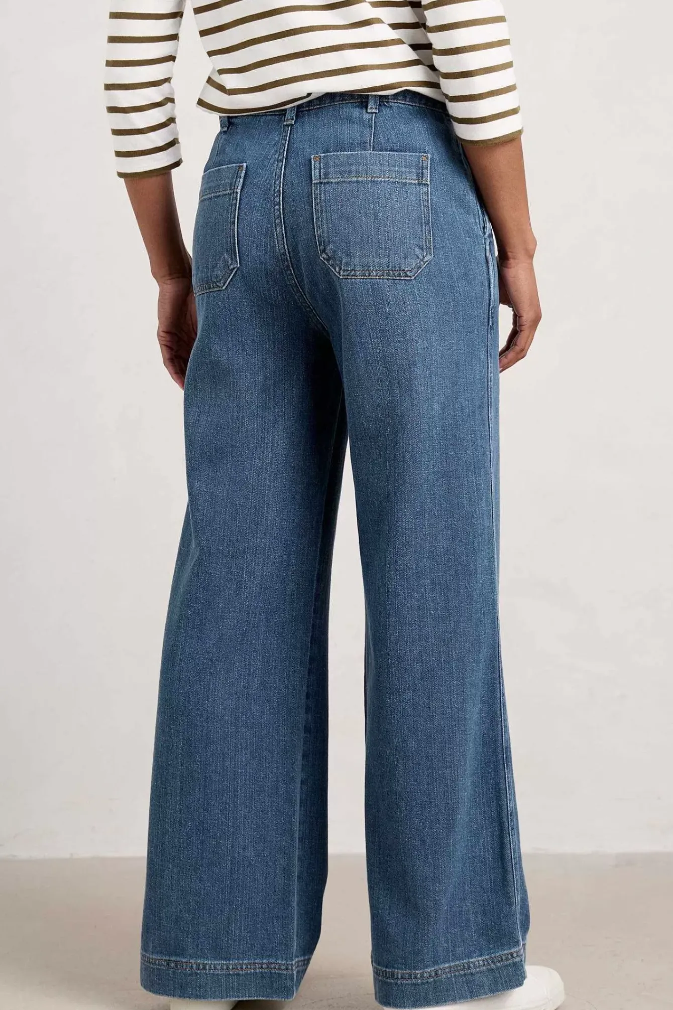 Seasalt Cornwall Trousers & Shorts<Blake Wide Leg Jeans Mid Wash Grain