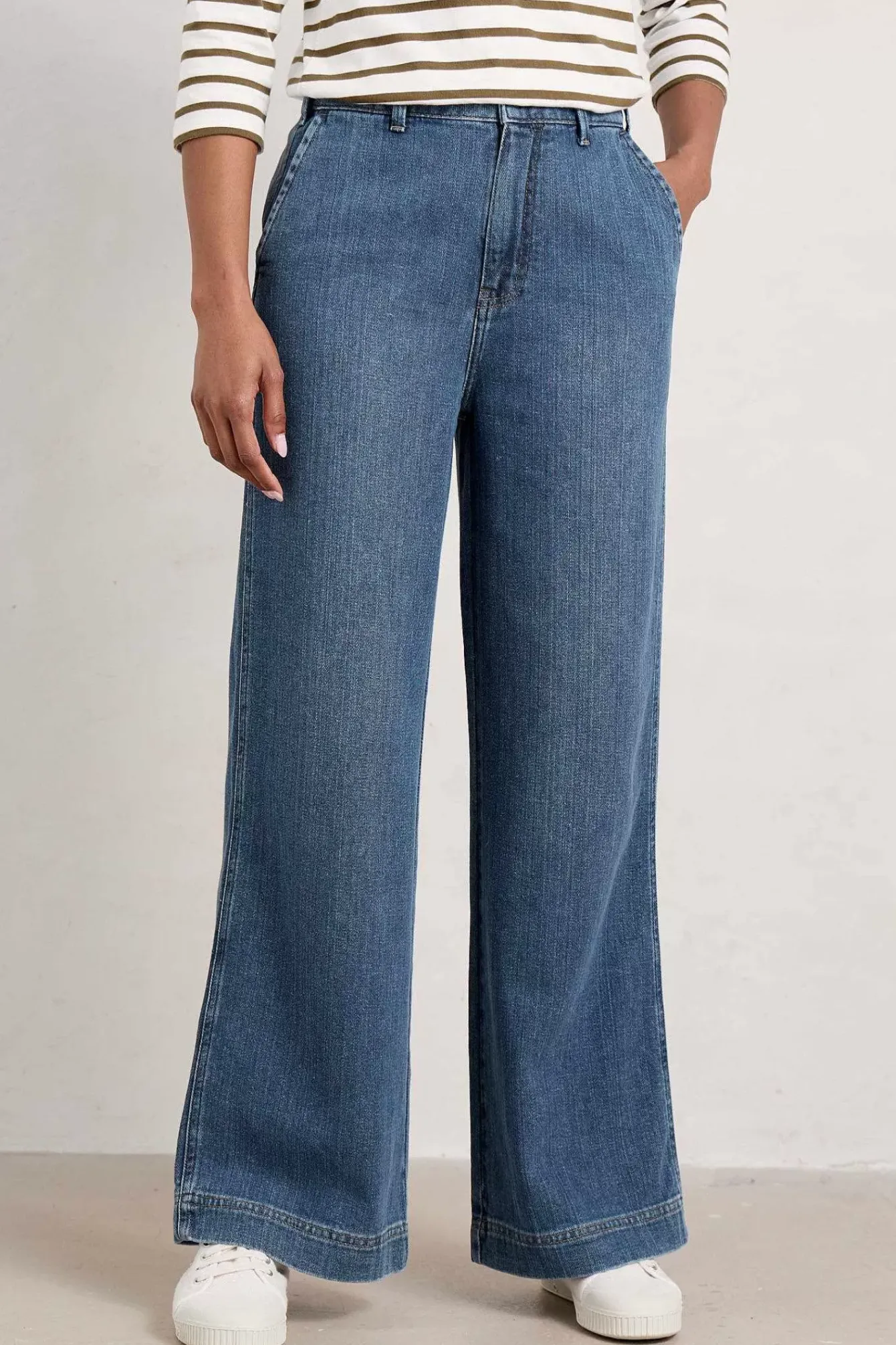 Seasalt Cornwall Trousers & Shorts<Blake Wide Leg Jeans Mid Wash Grain