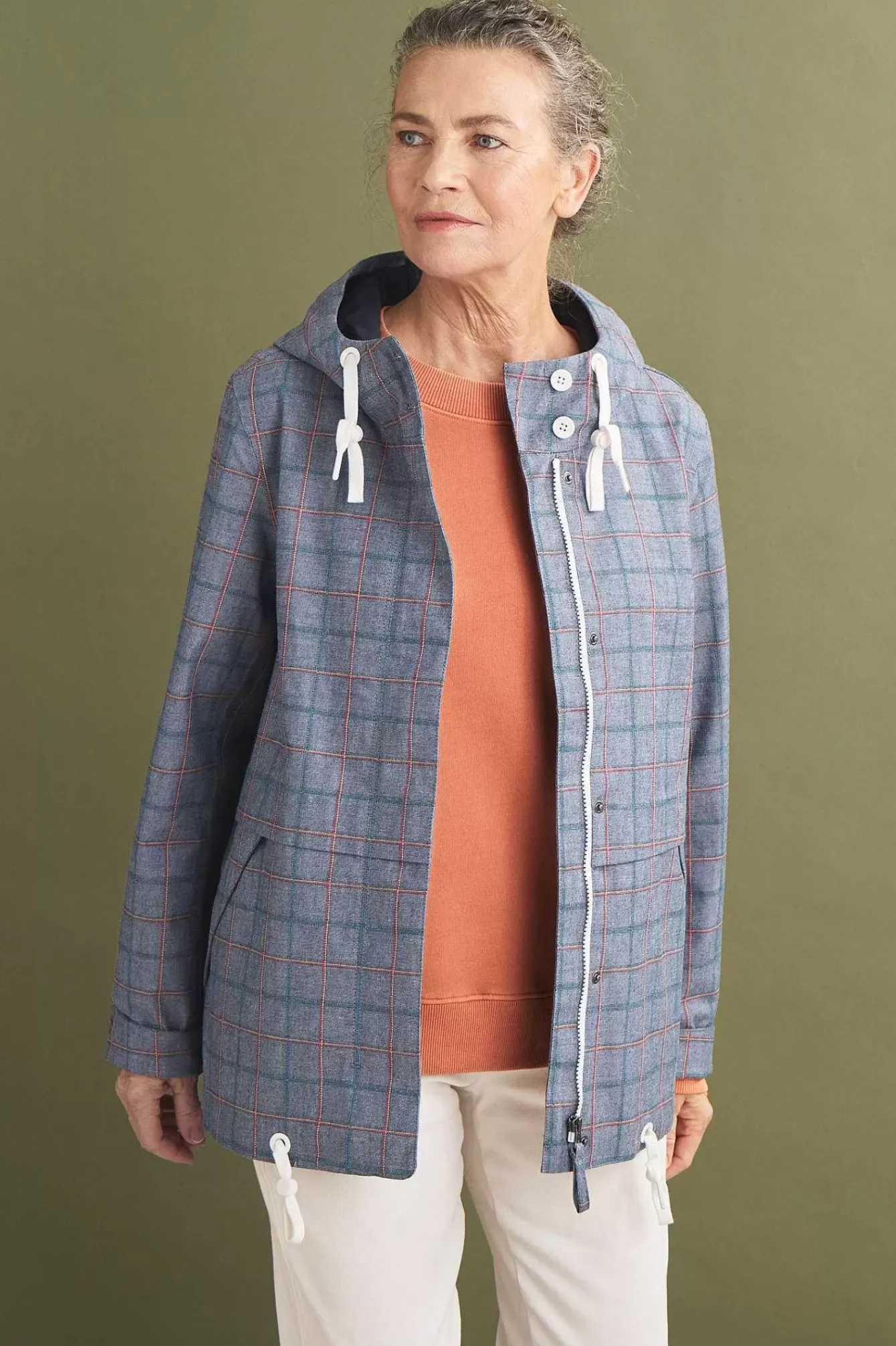 Seasalt Cornwall Coats & Jackets<Blue Depth Waterproof Jacket Skipper Chambray Check
