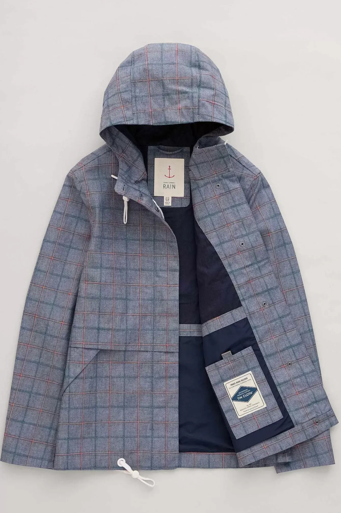 Seasalt Cornwall Coats & Jackets<Blue Depth Waterproof Jacket Skipper Chambray Check