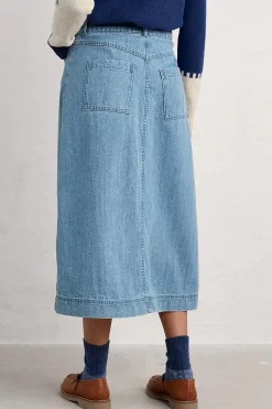 Seasalt Cornwall Skirts<Bowline Denim Midi Skirt Light Wash Rain Slub