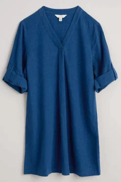 Seasalt Cornwall Tunics<Brittlestar V-Neck Linen Blend Tunic Marine