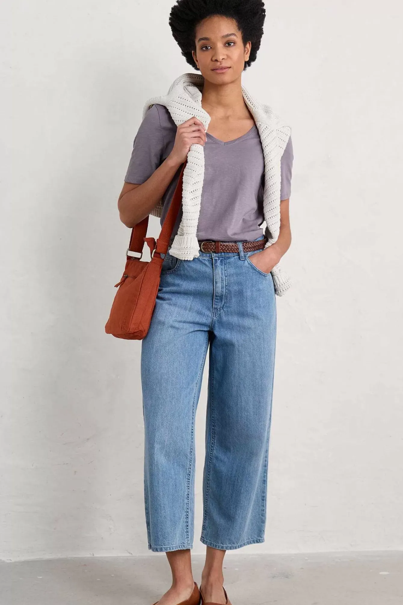 Seasalt Cornwall Tops<Burdock Organic Cotton V-Neck T-Shirt (Gots) Grape Thistle