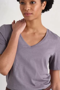 Seasalt Cornwall Tops<Burdock Organic Cotton V-Neck T-Shirt (Gots) Grape Thistle