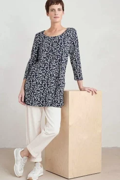 Seasalt Cornwall Tunics<Busy Lizzy 3/4 Sleeve Slub Jersey Tunic Seedhead Vine Maritime