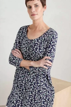 Seasalt Cornwall Tunics<Busy Lizzy 3/4 Sleeve Slub Jersey Tunic Seedhead Vine Maritime