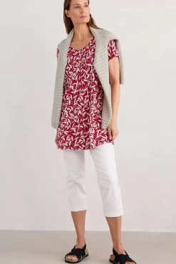 Seasalt Cornwall Tunics<Busy Lizzy Short Sleeve Tunic Waterway Leaves Rudder