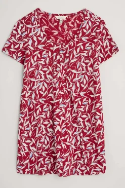 Seasalt Cornwall Tunics<Busy Lizzy Short Sleeve Tunic Waterway Leaves Rudder