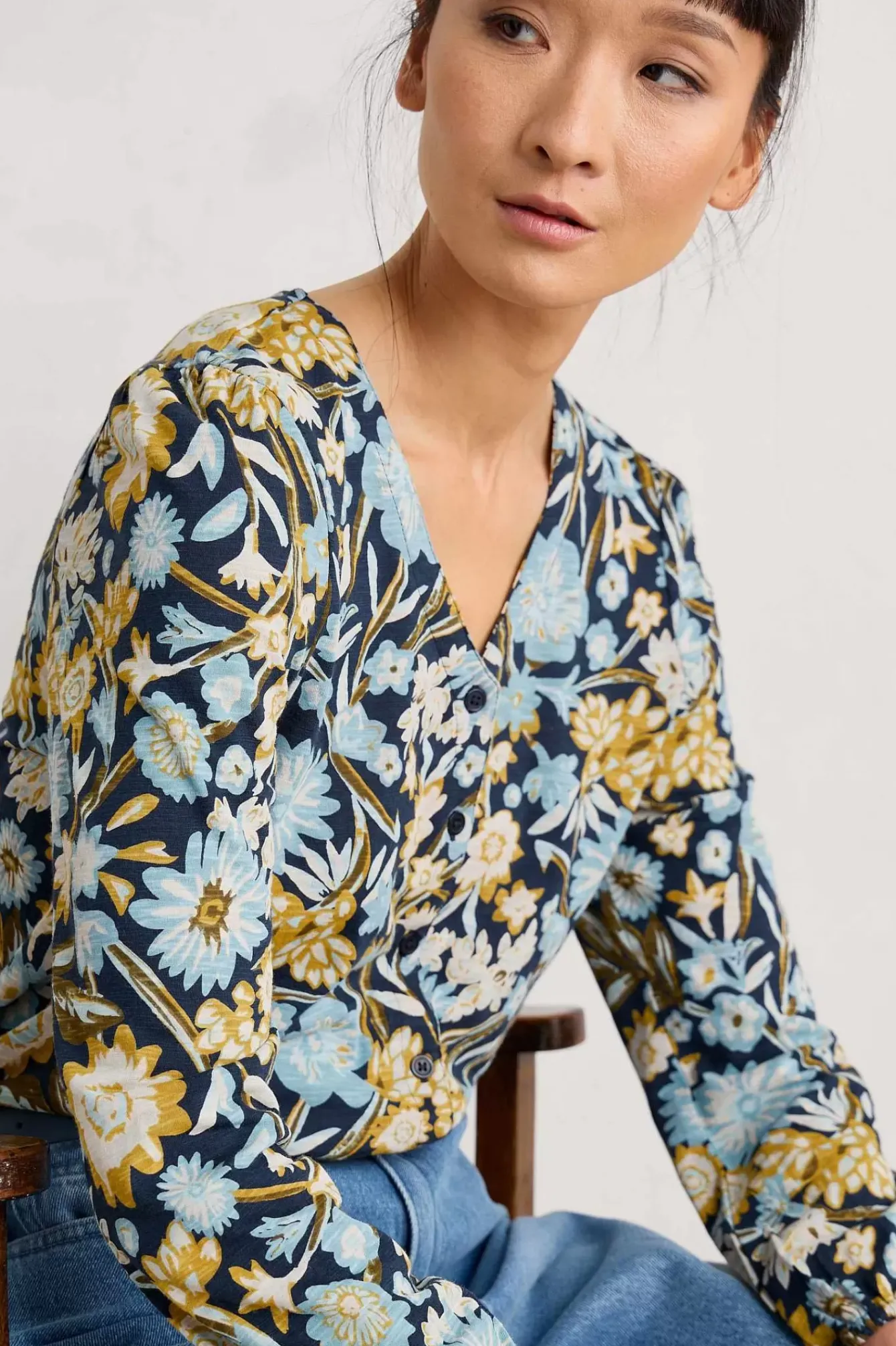 Seasalt Cornwall Tops<Butterflies Jersey Top Floral Terrain Maritime