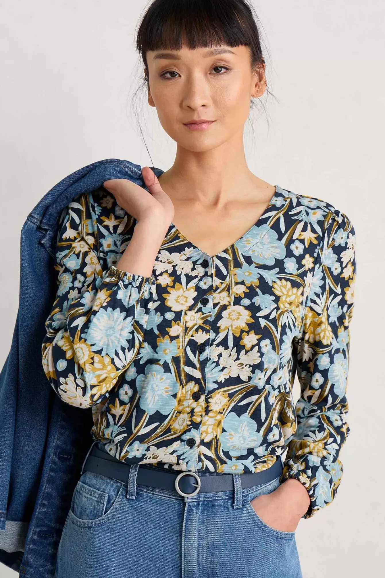 Seasalt Cornwall Tops<Butterflies Jersey Top Floral Terrain Maritime