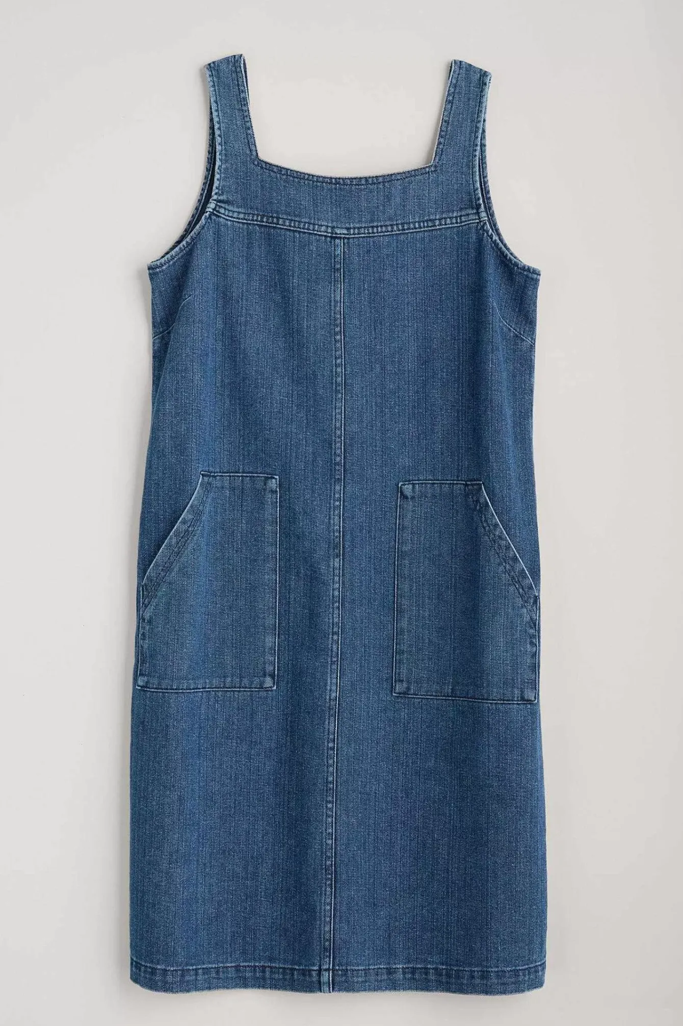 Seasalt Cornwall Dresses<Calican Denim Pinafore Dress Mid Wash Grain