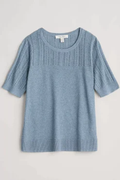 Seasalt Cornwall Knitwear<Chiff Chaff Short Sleeve Knitted Top Blue Fog