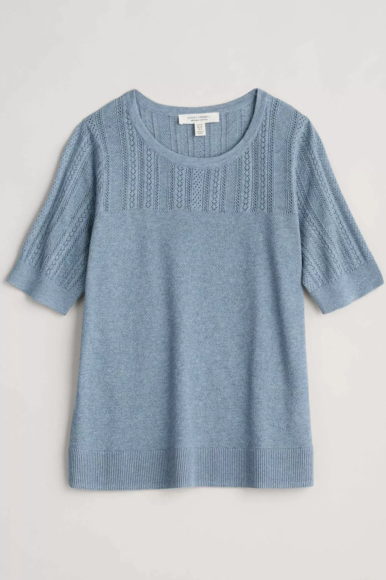 Seasalt Cornwall Knitwear<Chiff Chaff Short Sleeve Knitted Top Blue Fog