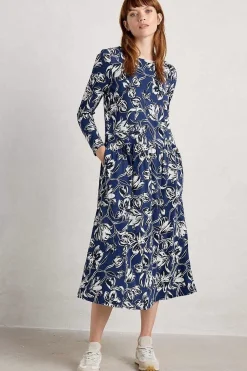 Seasalt Cornwall Dresses<Cladonia Long Sleeve Jersey Dress Cyclamen Marine Maritime