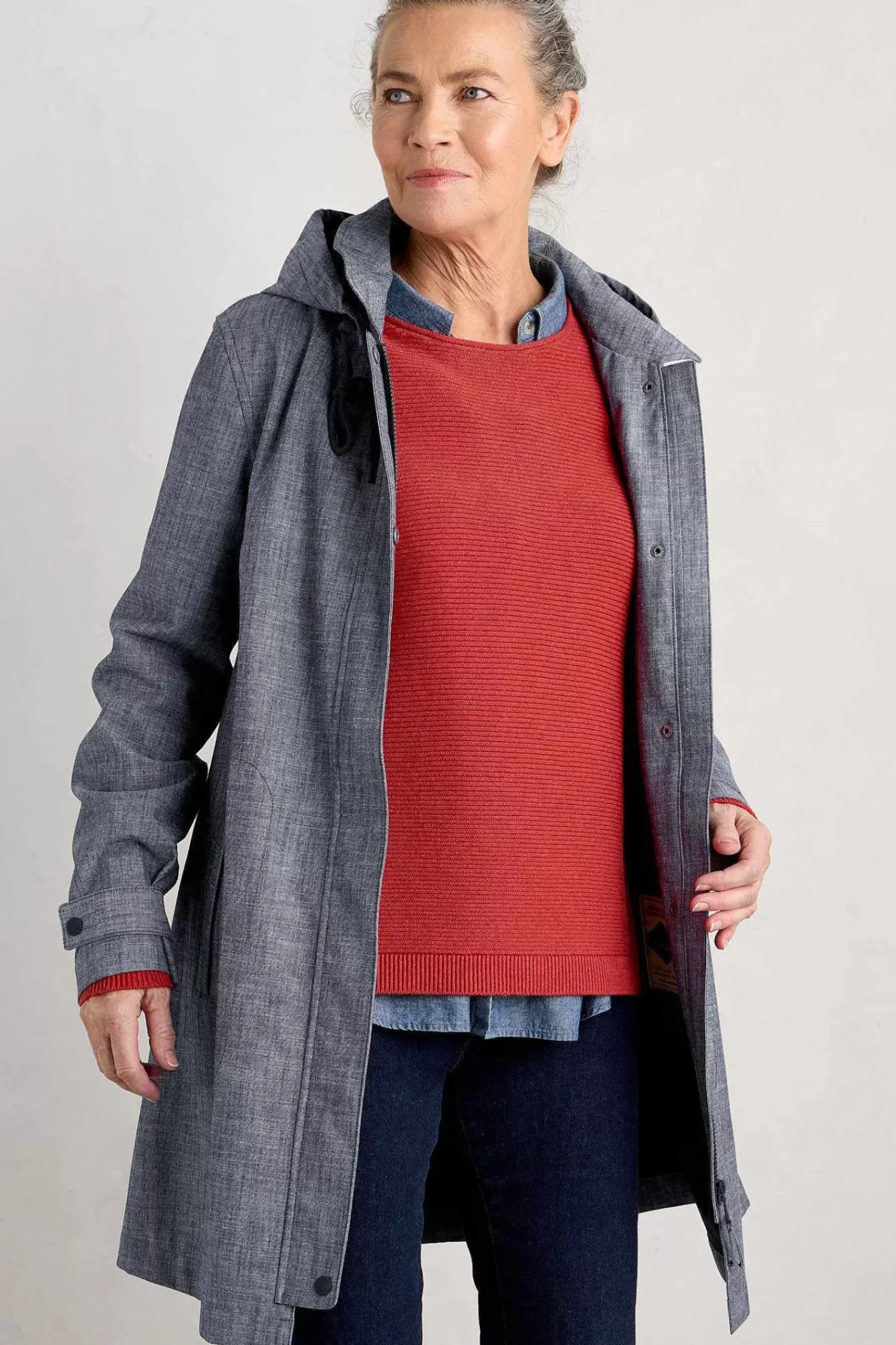 Seasalt Cornwall Coats & Jackets<Cloudburst Waterproof Mac Light Wash Wave