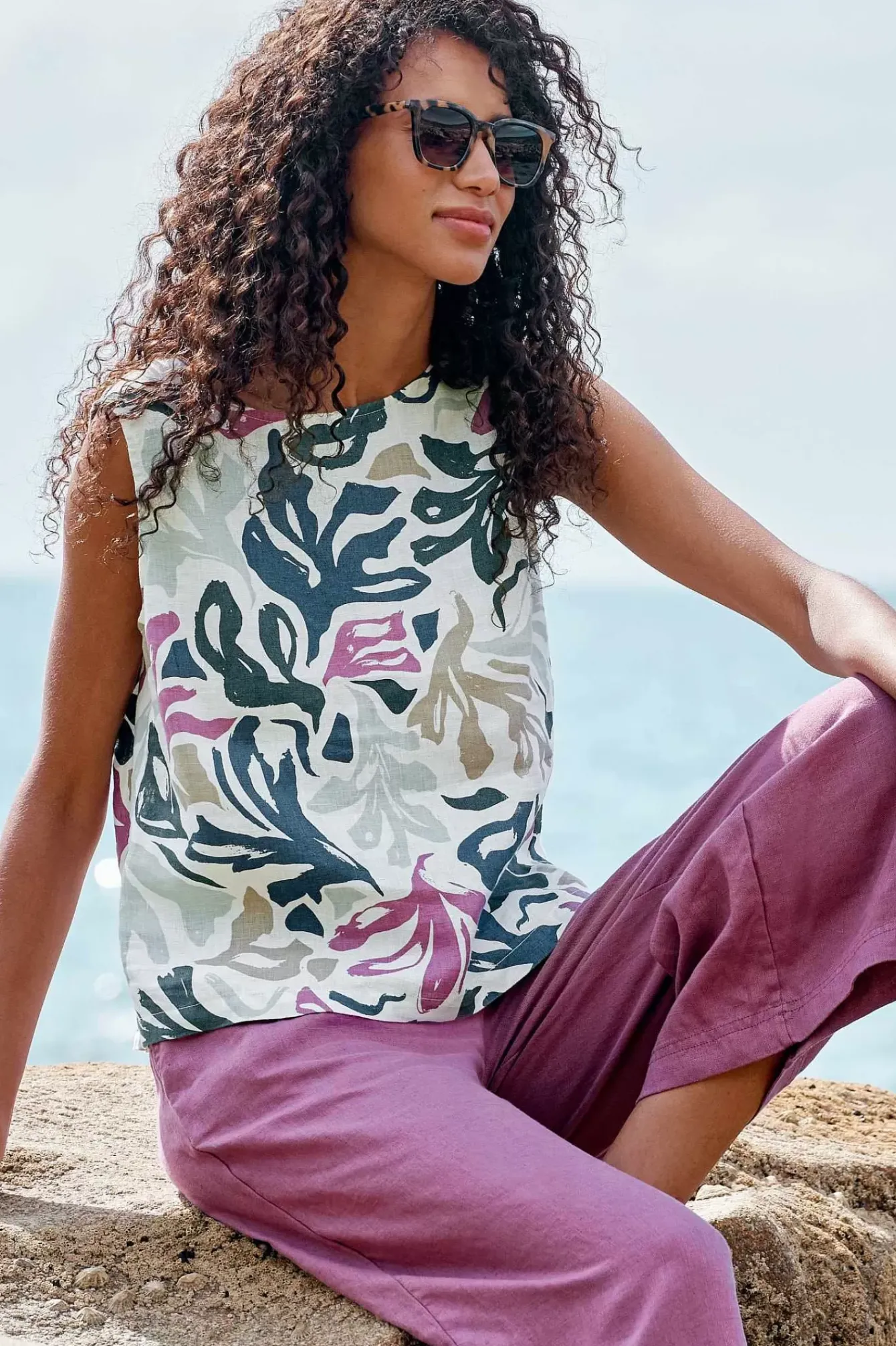 Seasalt Cornwall Tops<Colour Study Top Sea Frond Chalk