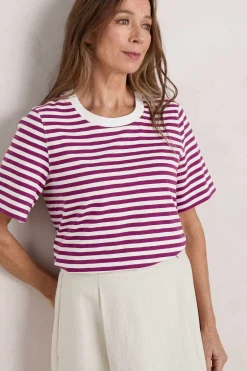 Seasalt Cornwall Tops<Copseland Striped Organic Cotton T-Shirt (Gots) Mini Cornish Chalk Cordial