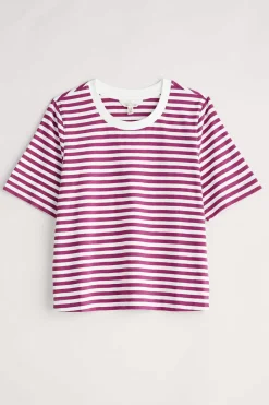 Seasalt Cornwall Tops<Copseland Striped Organic Cotton T-Shirt (Gots) Mini Cornish Chalk Cordial