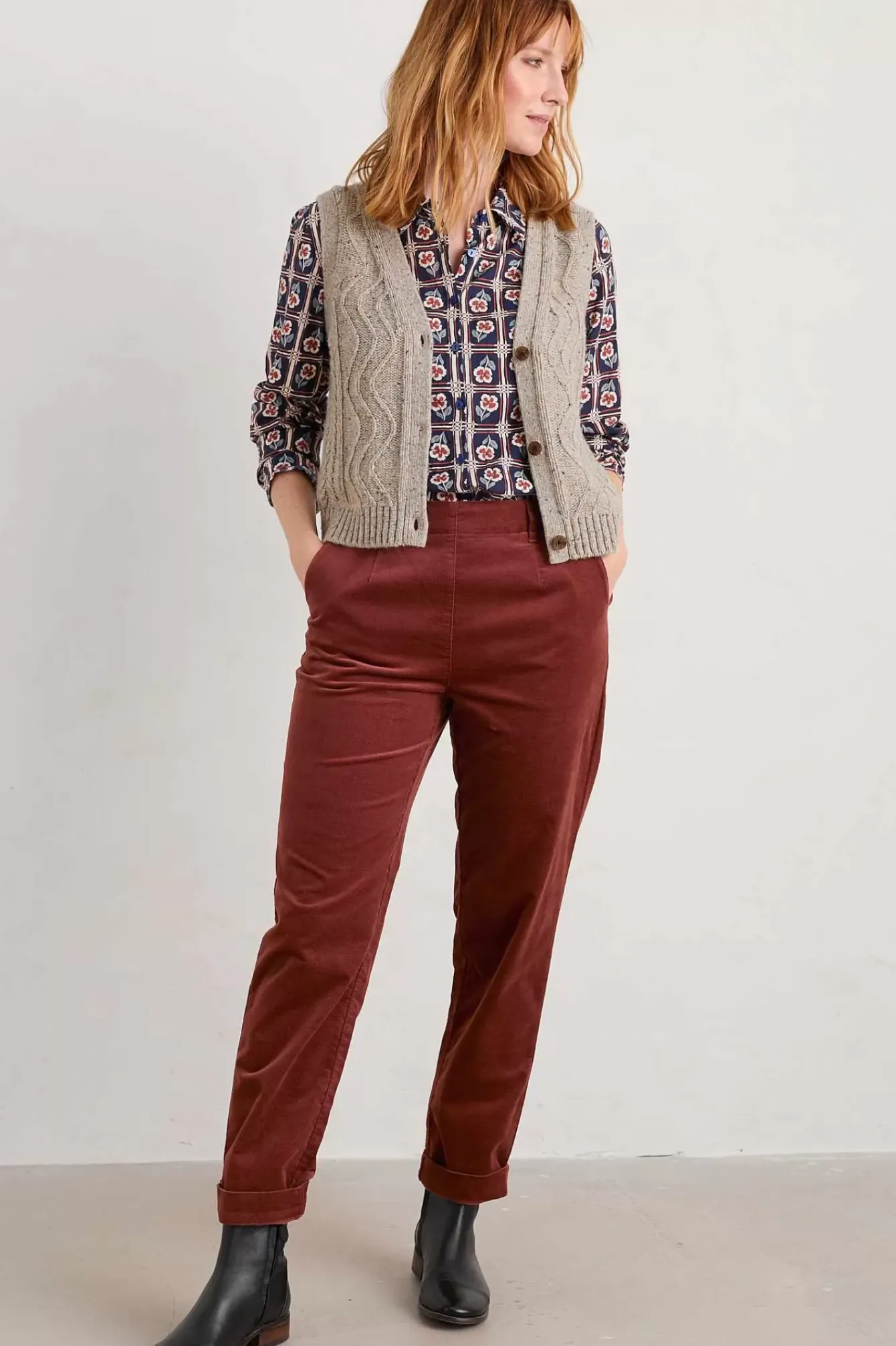 Seasalt Cornwall Trousers & Shorts<Crackington Trousers Burnt Umber