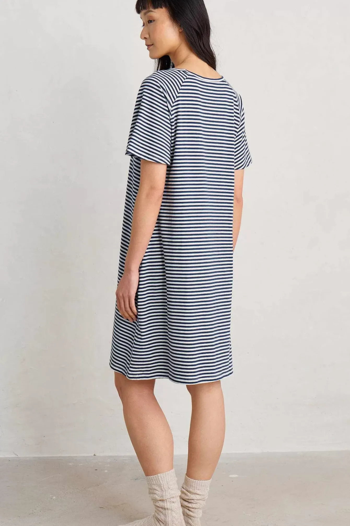 Seasalt Cornwall Nightwear<Day Star Jersey Nightdress Canvas Yacht Chalk
