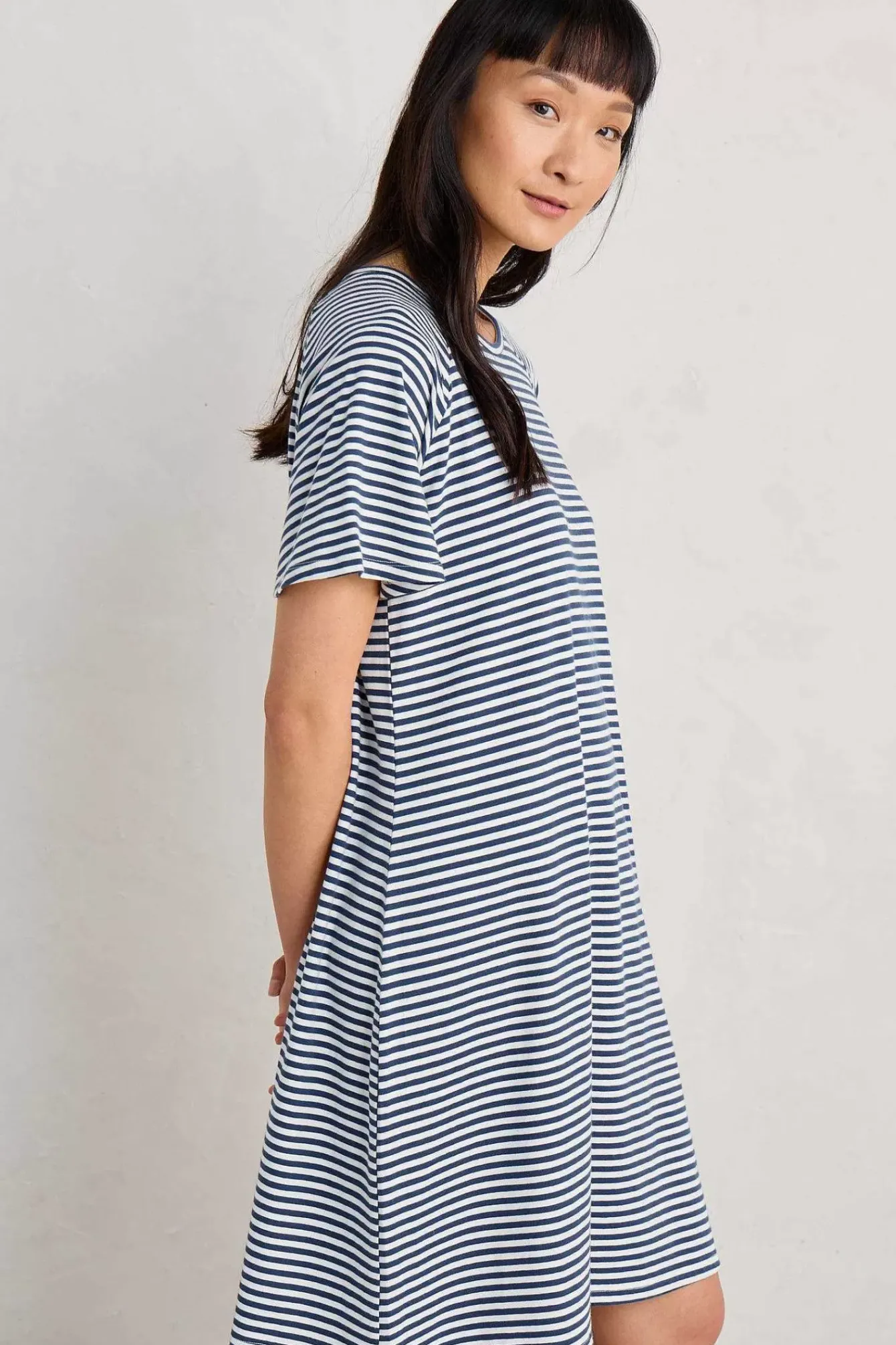 Seasalt Cornwall Nightwear<Day Star Jersey Nightdress Canvas Yacht Chalk