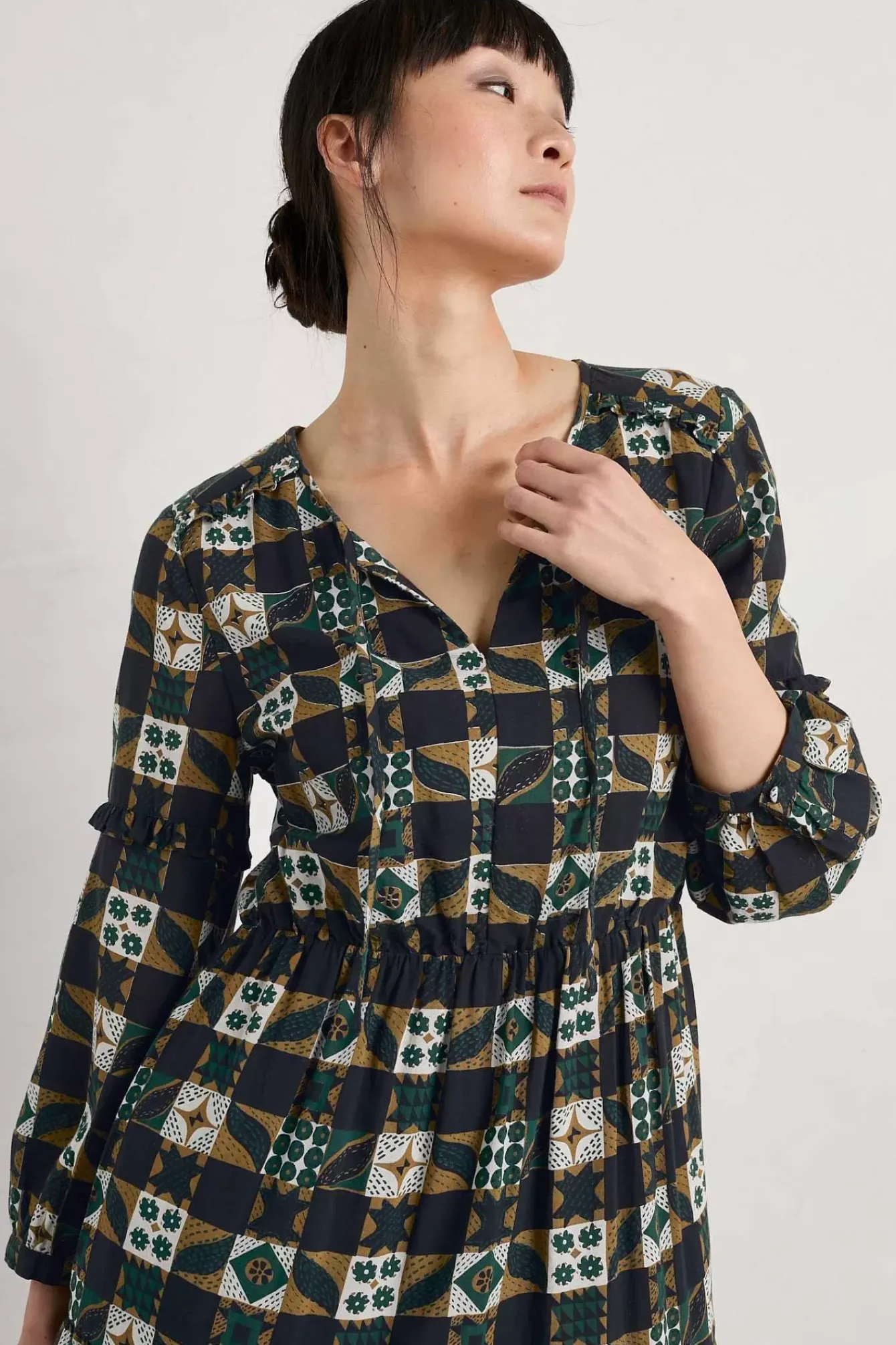 Seasalt Cornwall Dresses<Dearling Tiered Dress Folky Quilt Onyx