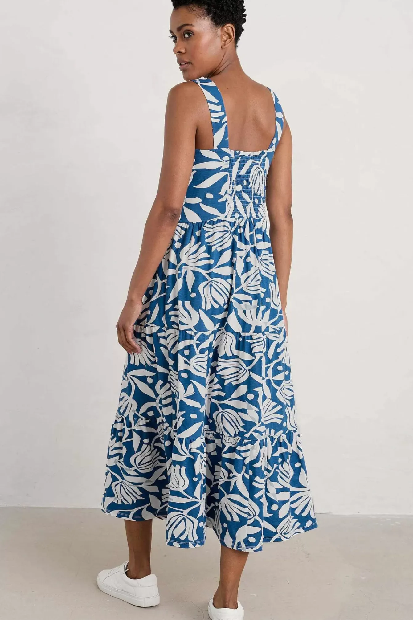 Seasalt Cornwall Dresses<Deep Water Tiered Dress Cut Paper Flowers Waterfront