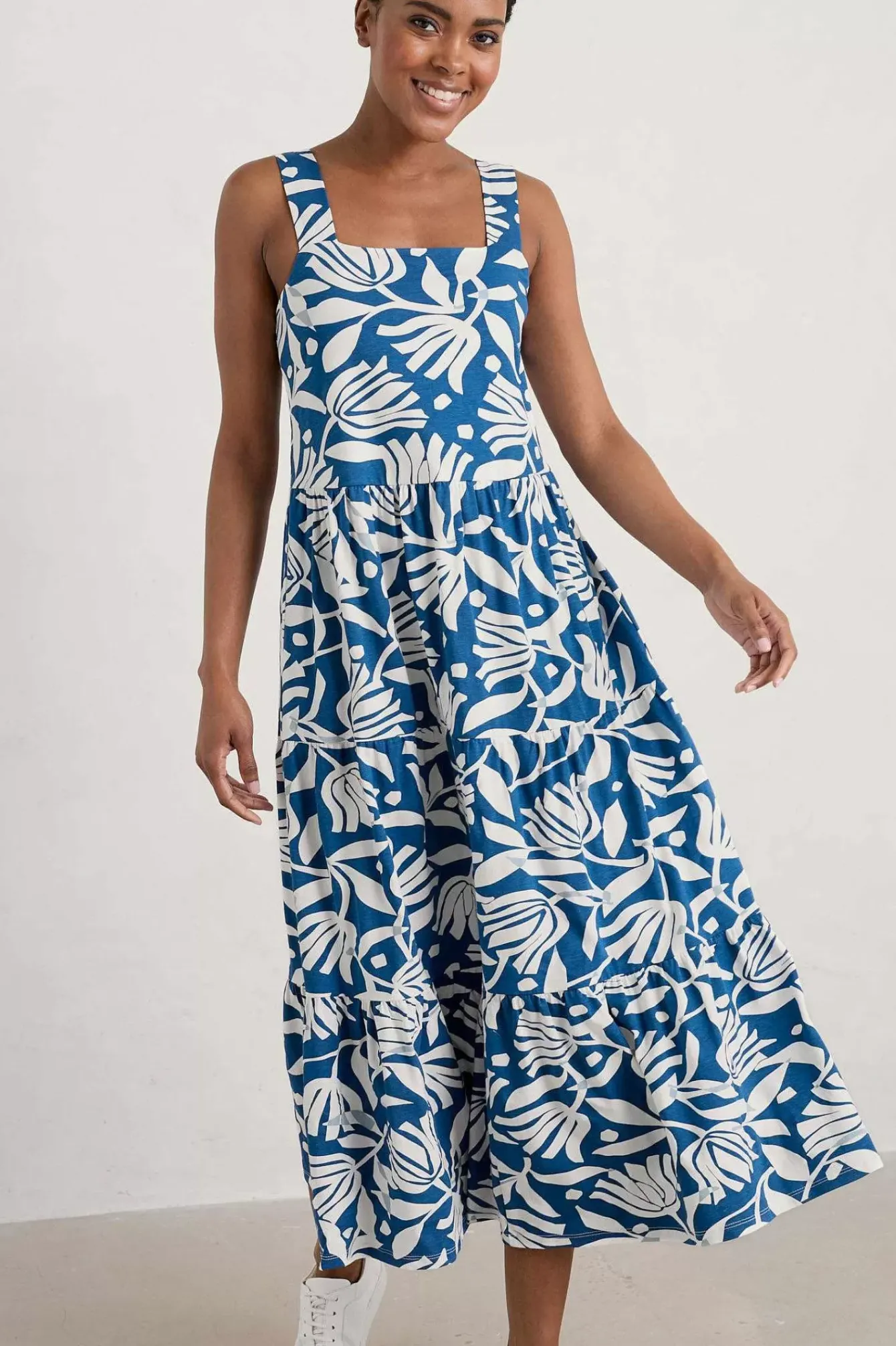 Seasalt Cornwall Dresses<Deep Water Tiered Dress Cut Paper Flowers Waterfront