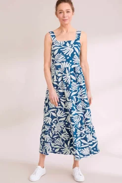 Seasalt Cornwall Dresses<Deep Water Tiered Dress Cut Paper Flowers Waterfront