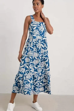 Seasalt Cornwall Dresses<Deep Water Tiered Dress Cut Paper Flowers Waterfront