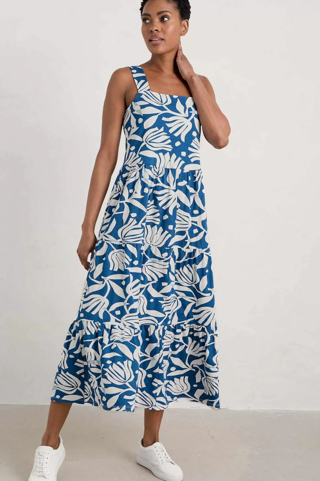 Seasalt Cornwall Dresses<Deep Water Tiered Dress Cut Paper Flowers Waterfront