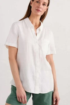 Seasalt Cornwall Tops<Drydock Short Sleeve Linen Shirt Chalk