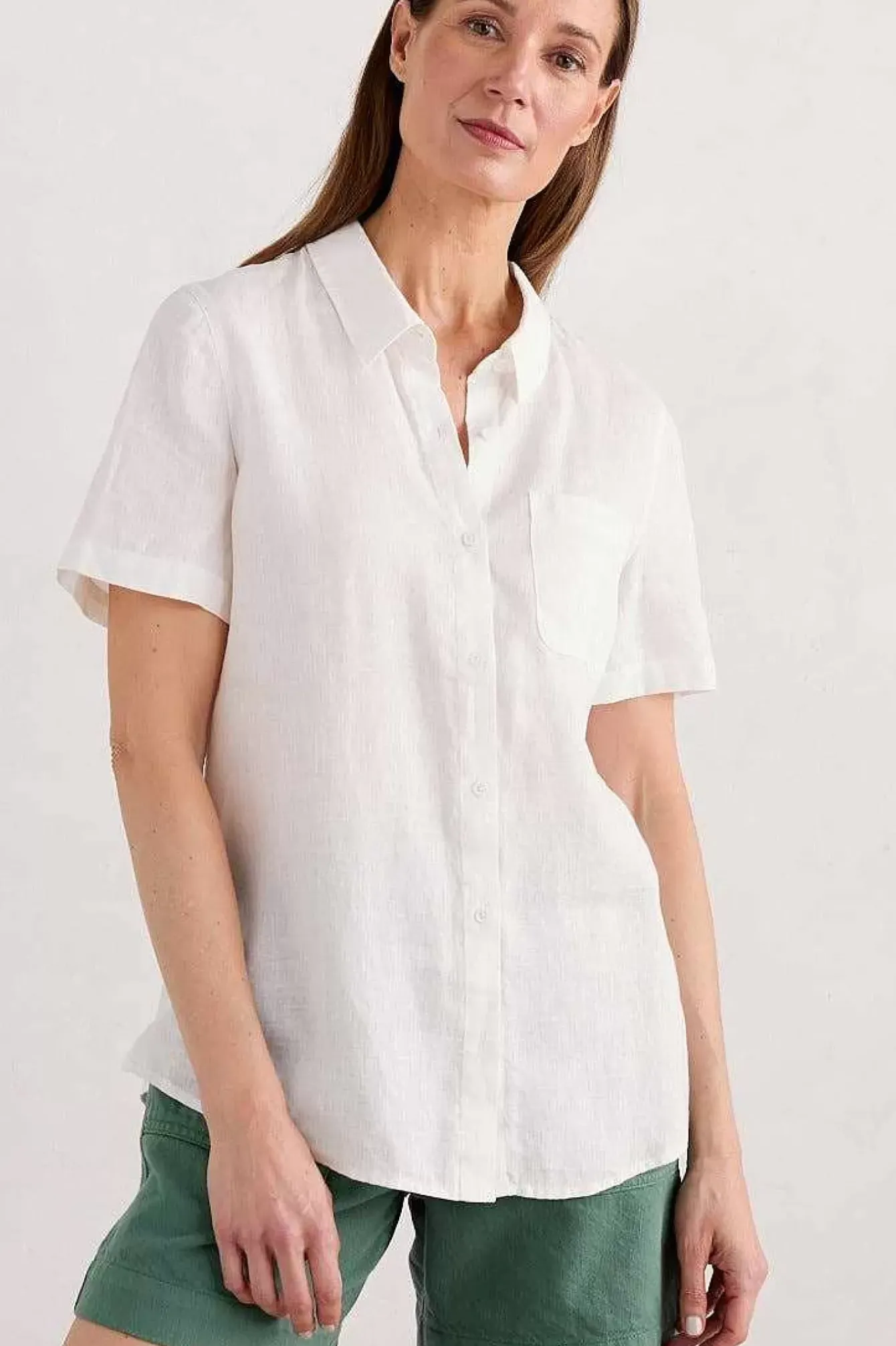 Seasalt Cornwall Tops<Drydock Short Sleeve Linen Shirt Chalk