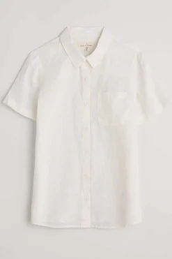 Seasalt Cornwall Tops<Drydock Short Sleeve Linen Shirt Chalk