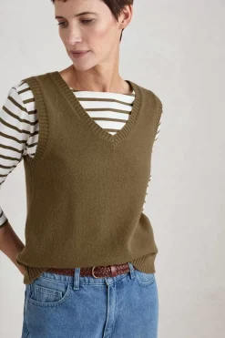 Seasalt Cornwall Knitwear<East View V-Neck Knitted Vest Laurel