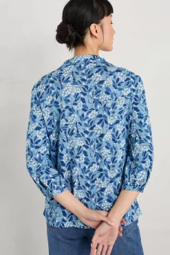 Seasalt Cornwall Tops<Embrace 3/4 Sleeve Jersey Shirt Flower Meadow Blue Fog